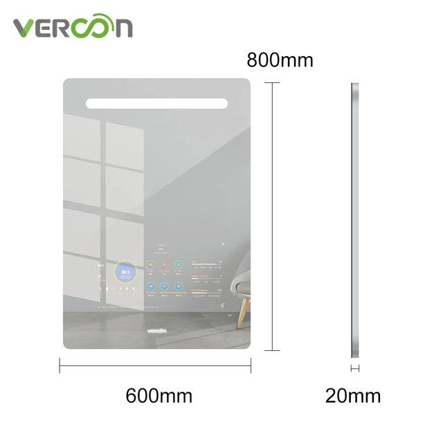 Vercon Smart Mirror TV Bathroom 600 x 800 mm S10 21.5 Inch touch screen  K6080