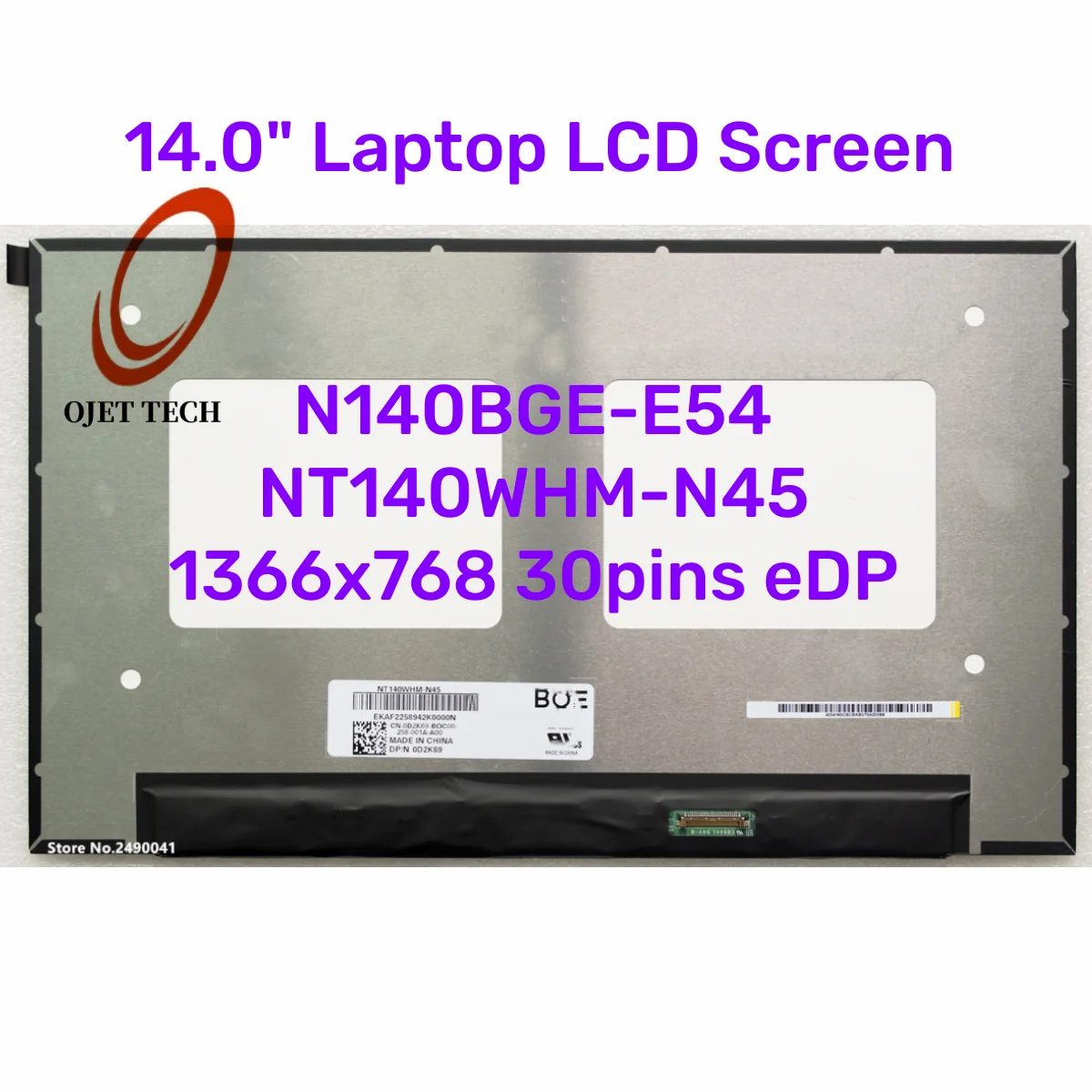 Substituição do Painel de Exibição do Laptop hd 140 Nt140whm-n45 Fit N140bge-e54 Dell Latitude 3420 1366×768 30 Pinos Edp Nt140whm-n45