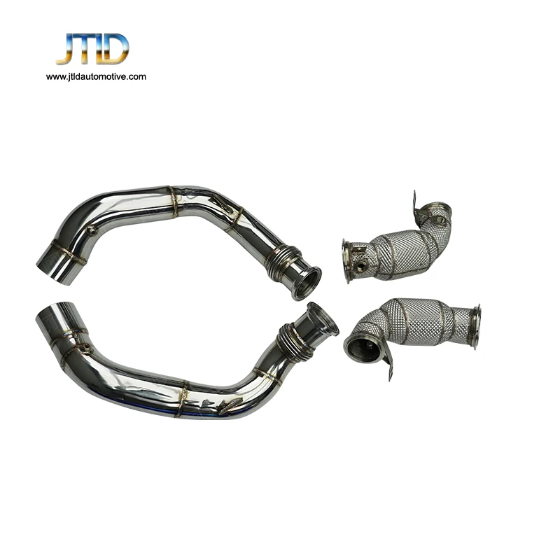 

JTLD High Flow Stainless Steel Catless Exhaust Downpipe With Heat Shield For BMW M8 M5 F90 F91 F92 F93