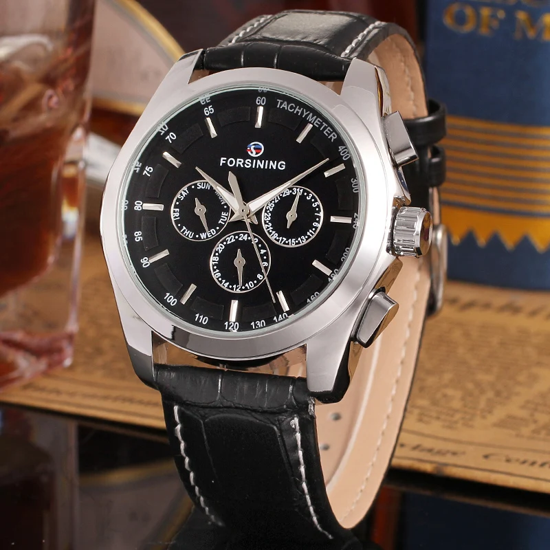 Original Automatic Men Gold Watch Mechanical Waterproof Luminous Multifunctional Male Leather Wrist Watches