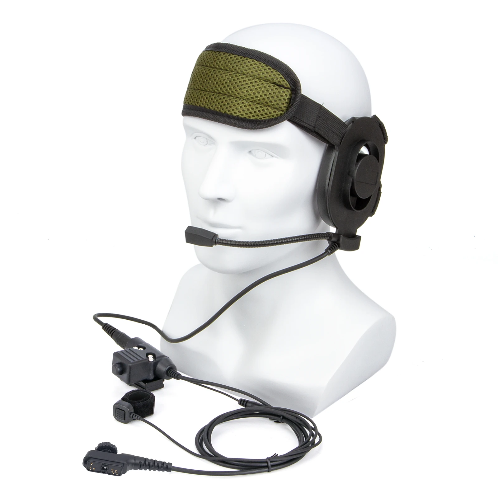 U94 PTT and Finger Microphone PTT with black HD01 Tactical Bowman Elite II Radio Headset Earpiece for Hytera PD780