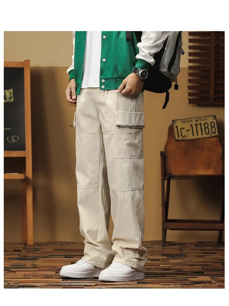Description Picture 6 of itemAutumn and winter new American retro multi-pocket men's overalls loose fashion all straight leg casual pants