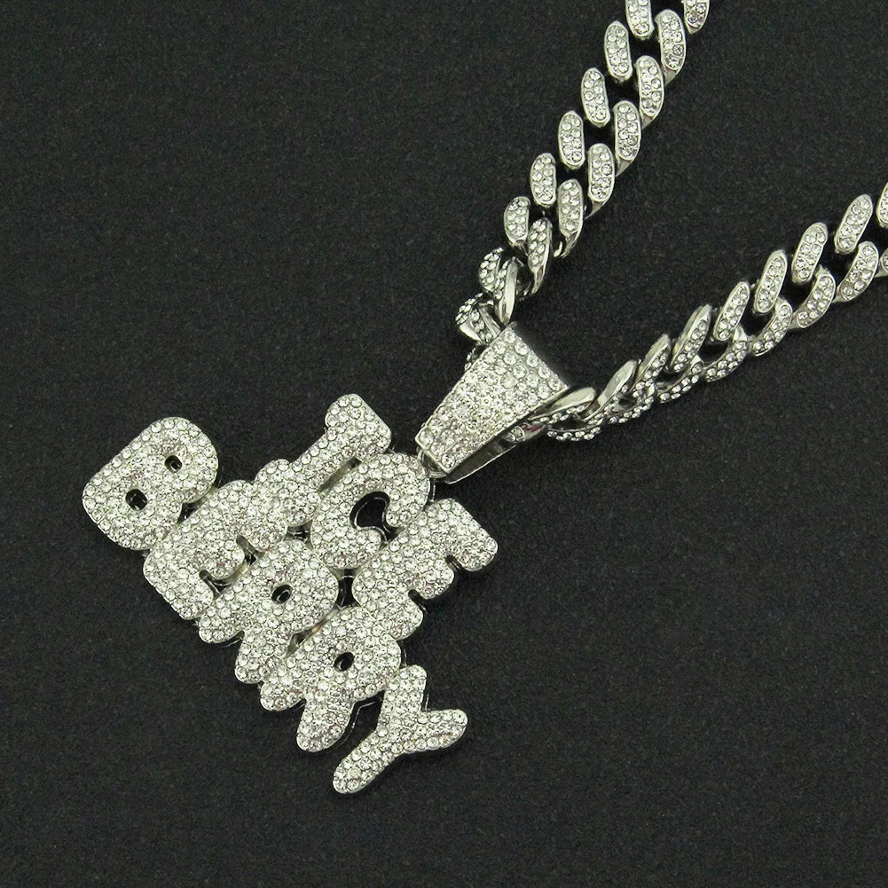 

Hip Hop Iced Out Cuban Chains Bling Diamond Letter ICE BERRY Pendant Mens Necklace Miami Gold Chain Charm Jewelry for Men Choker