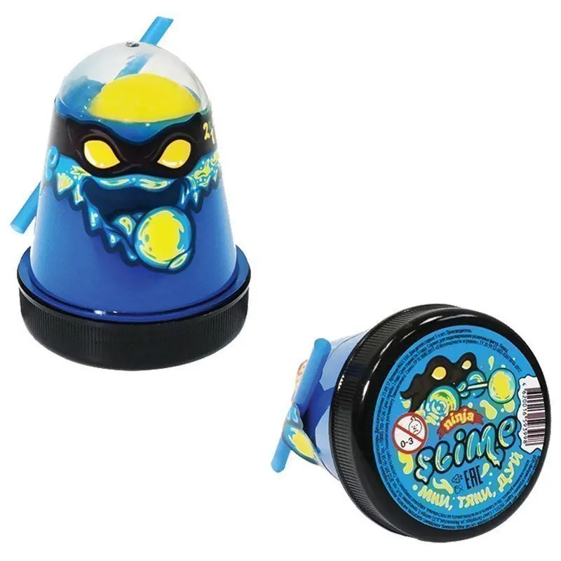 Слайм (лизун) &quotSlime Ninja&quot 2 в 1 синий желтый 130 г ВОЛШЕБНЫЙ МИР S130-1 | Игрушки и хобби
