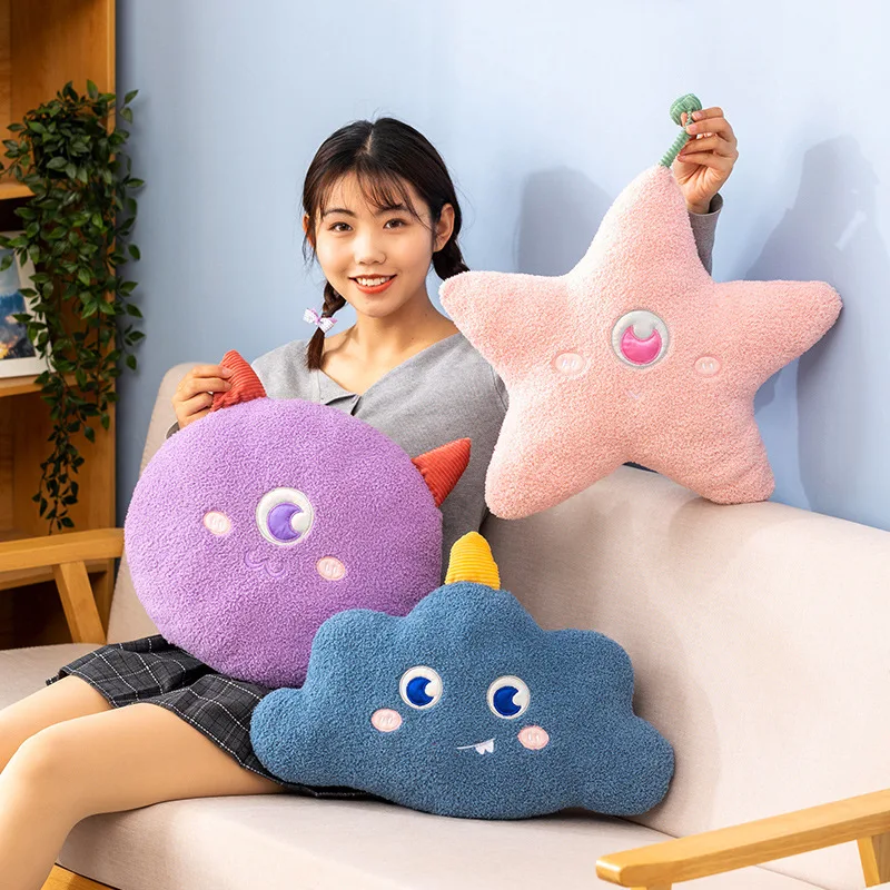 

Bubble Kiss Cartoon Cute Cloud Star Shape Throw Pillow Home Decor Small Monster Seat Cushion Waist Back Office Sofa Plush Pillow