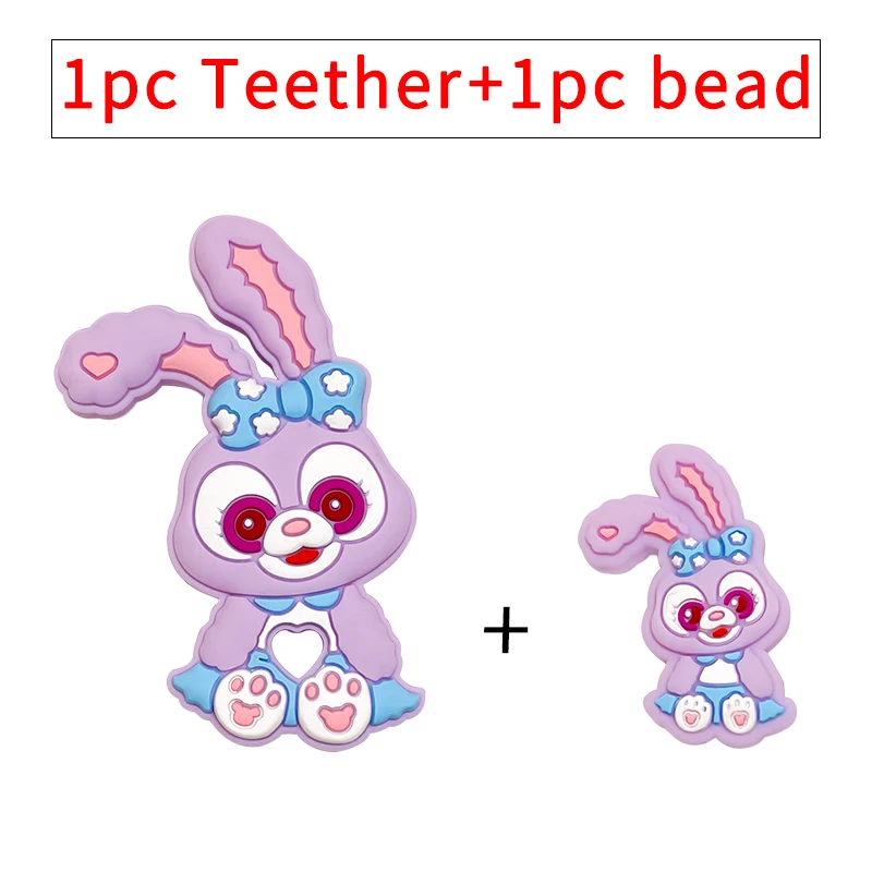 Teething Toys 2pcs Silicone New Disney Teething Beads Cartoon Shape Baby Teethers Food Grade Teething Toys Diy Pacifier Clips Accessories
