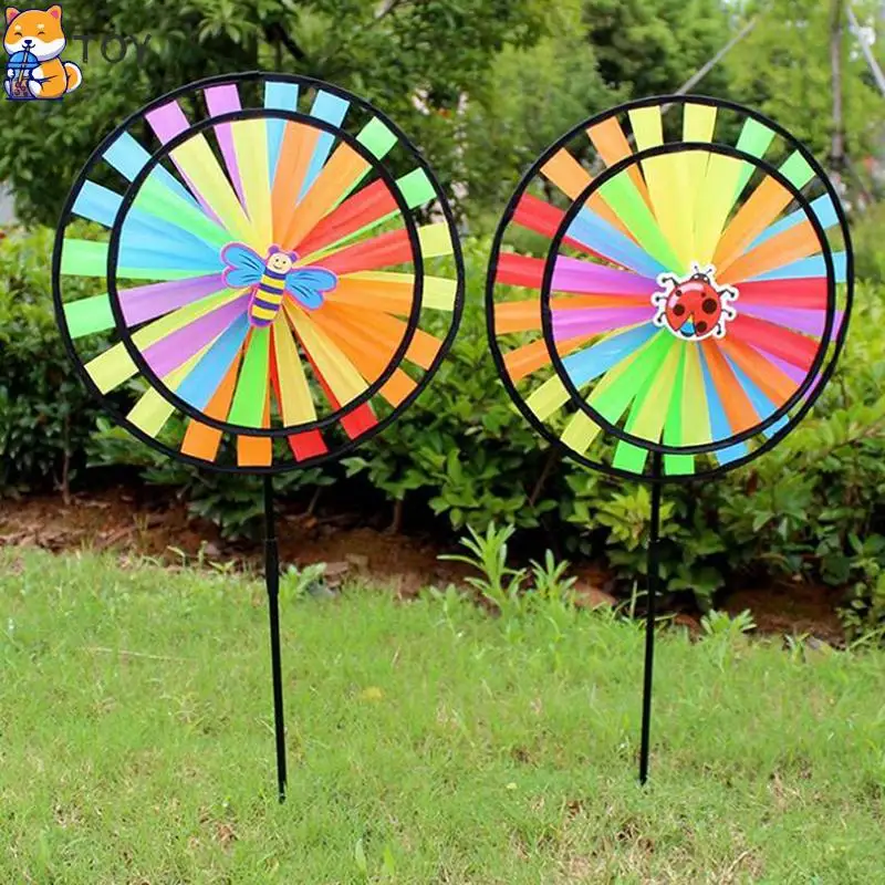1pc Colorful Polyester Wheel Windmill for Children Outdoor Activities and Garden Decoration Kids Windmill Toys