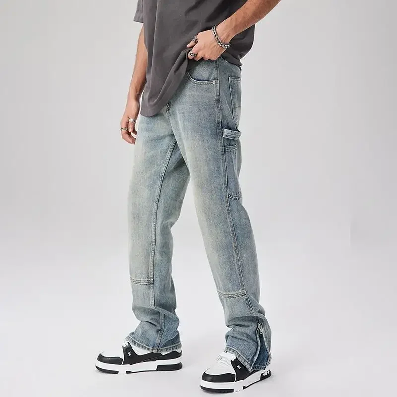 Men\'s Fashion Jeans Casual Cotton Classic Style Trousers Business Straight Fit Soft Trousers Male Spring Summer Pants C11
