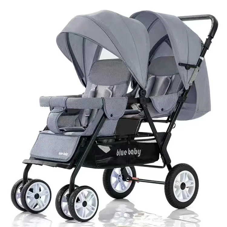 

Twin stroller can sit, lie down, fold easily, double front and rear stroller, second stroller, double stroller.