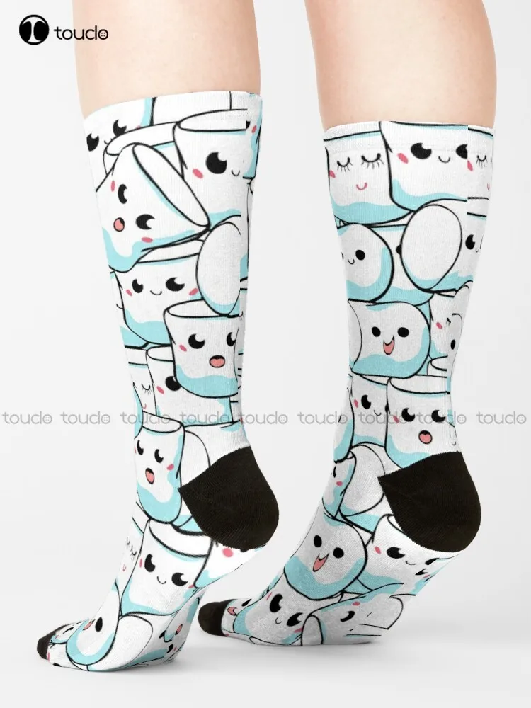 

Squished-Up Fluffy Holiday Marshmallows Socks Usa Socks Personalized Custom Unisex Adult Teen Youth Socks 360° Digital Print Art