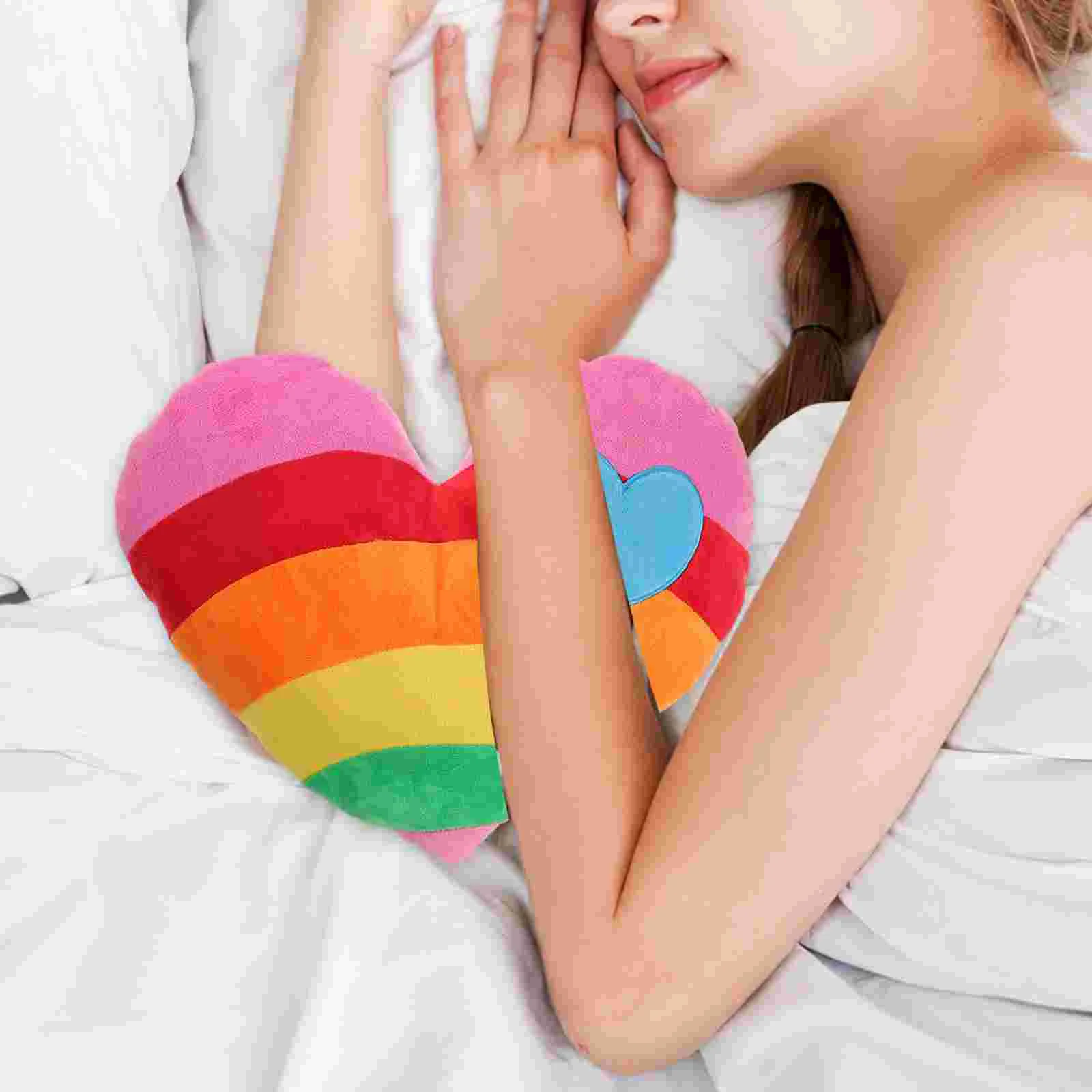 

Heart Throw Pillow Plush Rainbow Throw Pillow Pillow Cushion Creative Gift for Home Store Office Car Use ( Heart )