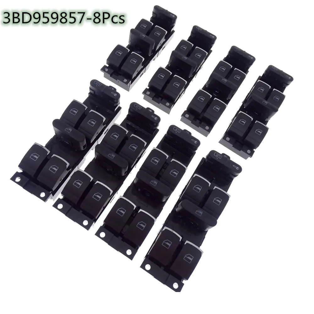 

8Pcs 3BD959857 1J4959857 Window Lifter Control Switch and Central Door Lock Safety Switch For VW Jetta Bora Passat B5 Golf MK4 5