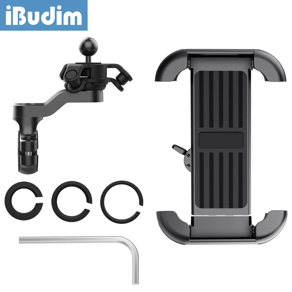 

iBudim Bike Phone Holder Universal Motorcycle Bicycle Phone Holder Stand Scooter Handlebar Cellphone Mount GPS Brackets