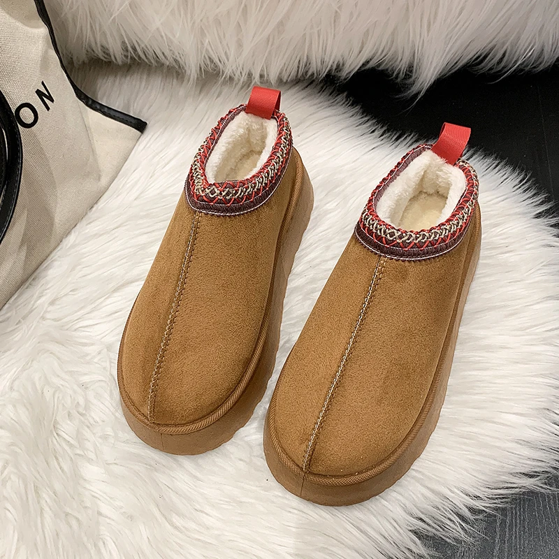 

AnkleFlats Platform Women Snow Boots Suede Plush Warm Casual Shoes 2023 Winter New Thick Goth Fashion Shoes Chelsea Women Boots