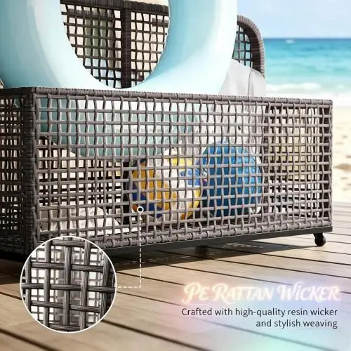 Outdoor Wicker Storage Cart 5