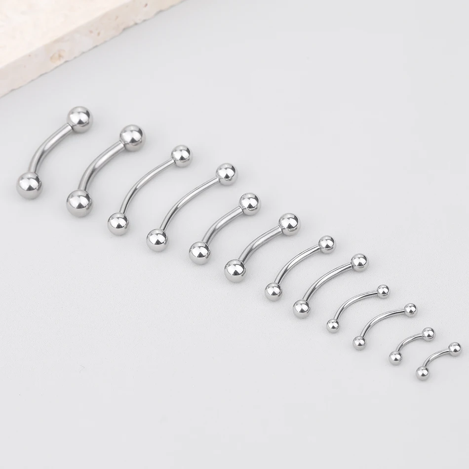 2PC Stainless Steel Eyebrow Piercing Jewelry 18G-12G