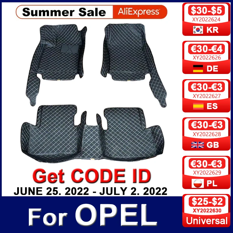 Car Floor Mat For Opel Mokka Astra H Mocha Combo Grandland X Corsa D Cascada Adam Insignia