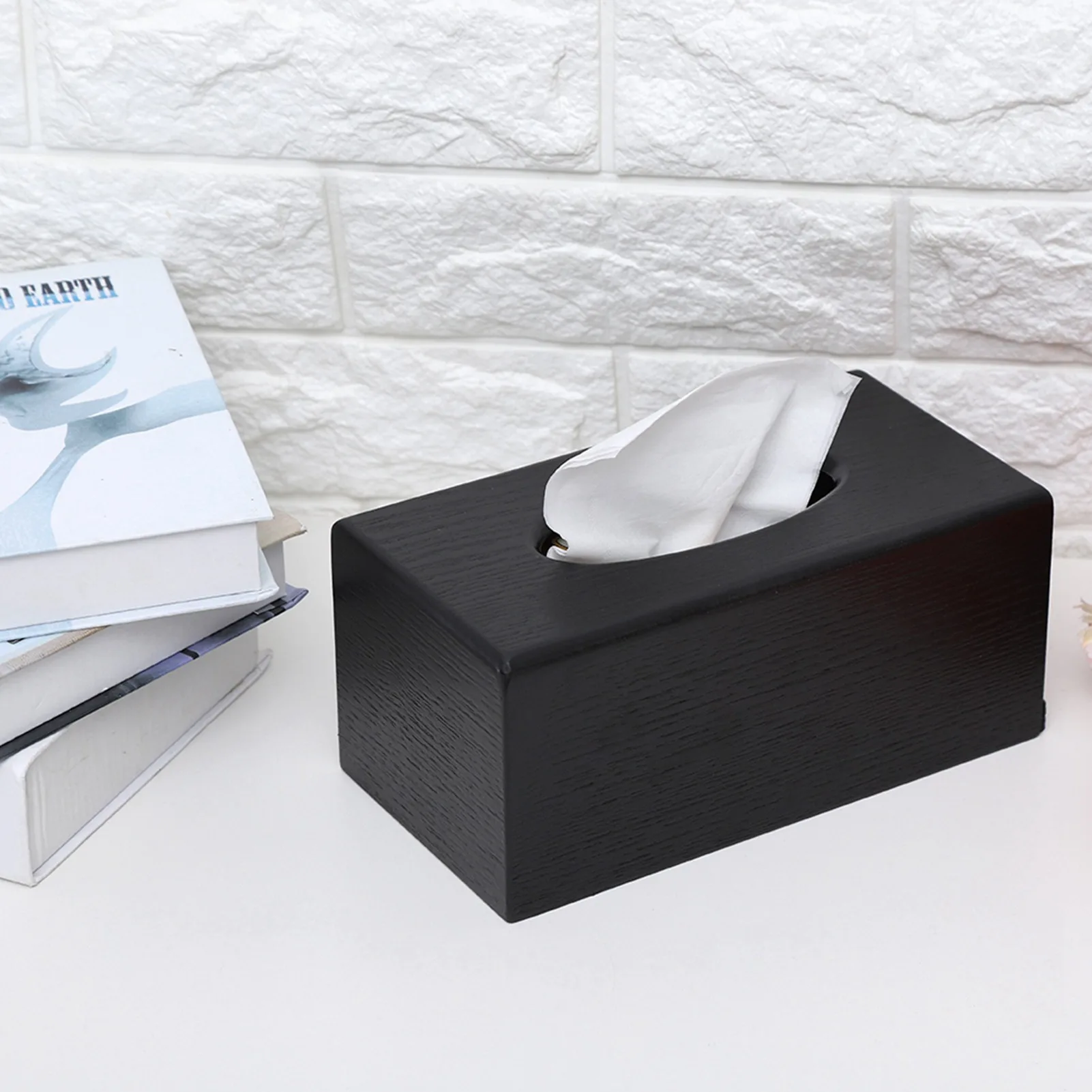 Rectangular Tissue Box Natural Elegance Wood Tissue Box For Living Room Bedroom Kitchen (Black) 5