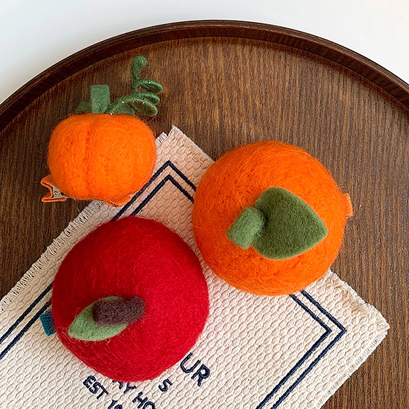 

Wool Felt Cartoon Fruit Hairpins Cute Handmade Kid's Hair Clip Creative 3D Side Clips Fashion Hair Accessories Photography Props