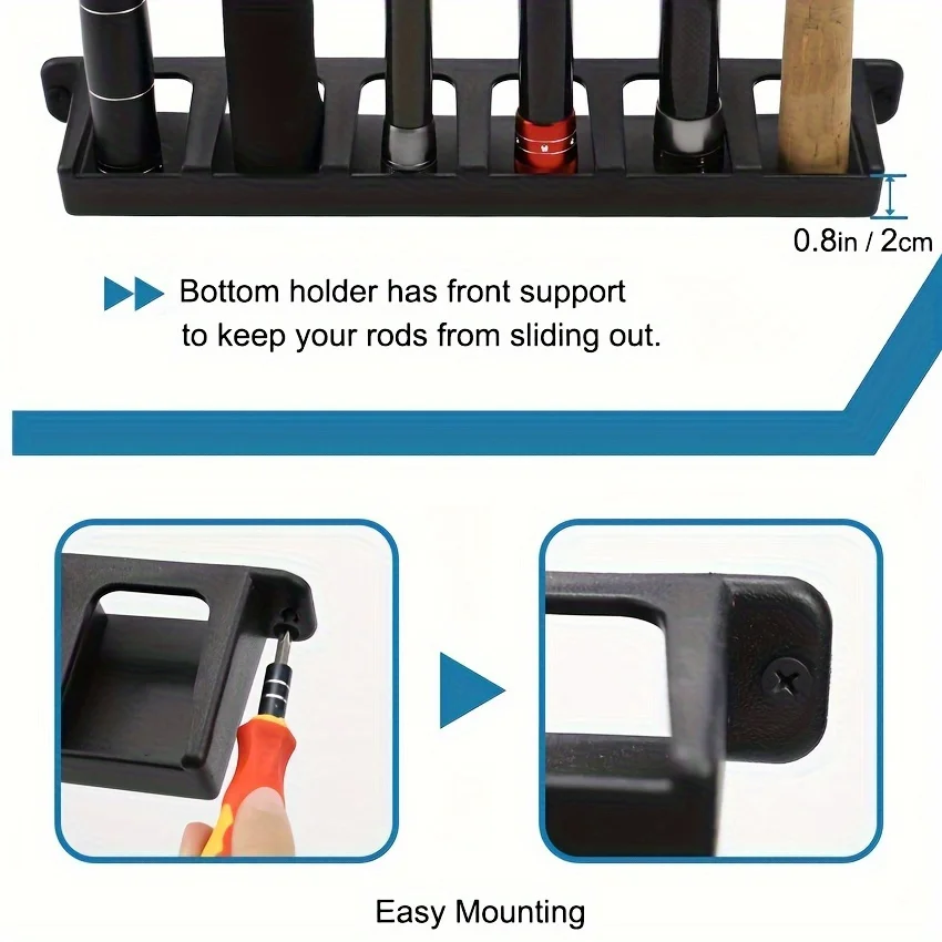 Easy-Install ABS Fishing Rod Wall Rack High-Density Foam Grip Storage for Garage Sports Equipment Rod Holders for Fishing Rods 4