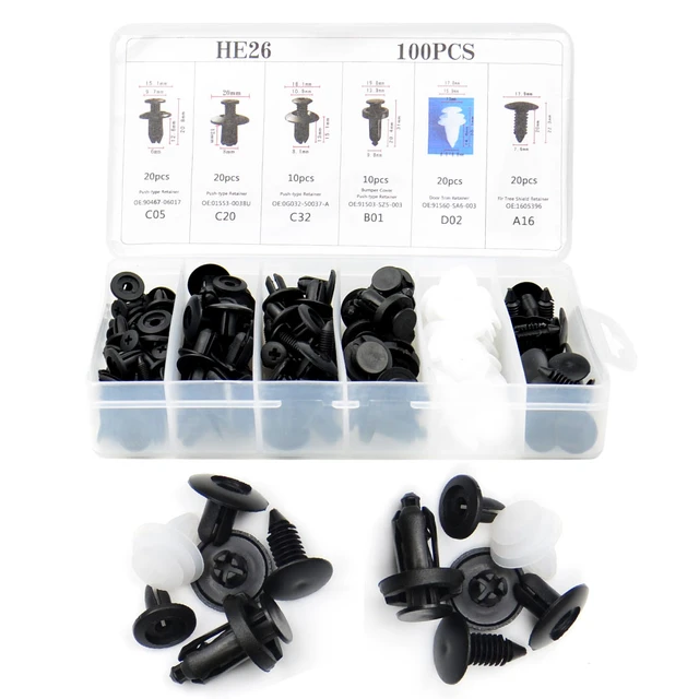 100pcs Auto Fastener Car Clips Mixed Body Push Retainer Pin Rivet Bumper Door  Trim Panel Retainer Fastener Kit - AliExpress