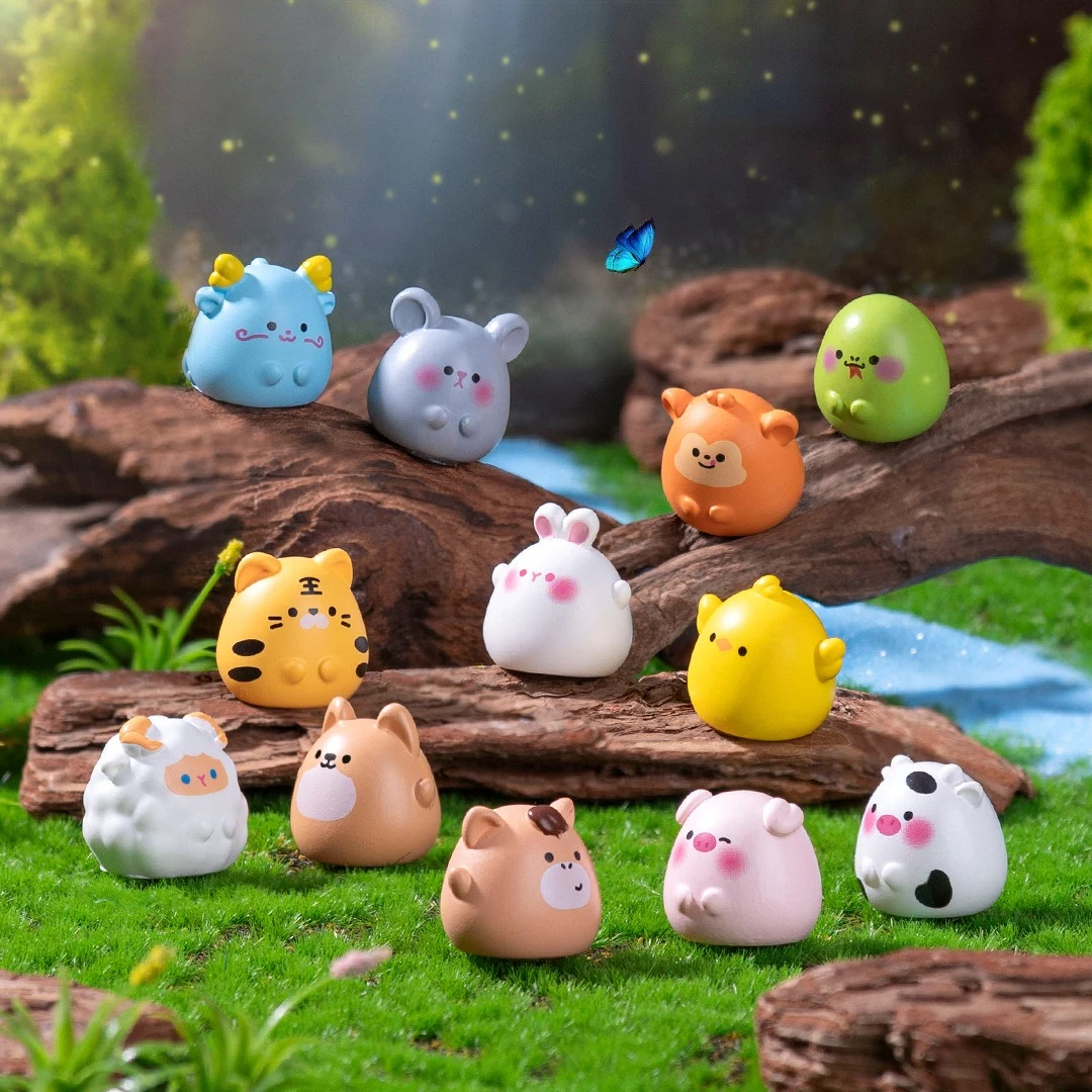 12PC Chinese Zodiac Tiger Rabbit Dragon Horse Snake Mini Animal Figurine Miniature Fairy Garden Decor Small Ornament Accessories 1