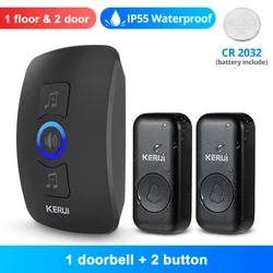 Wireless Waterproof Outdoor Smart Home Doorbell with LED Flash & Adjustable Volume - US Plug (1receiver 2button)