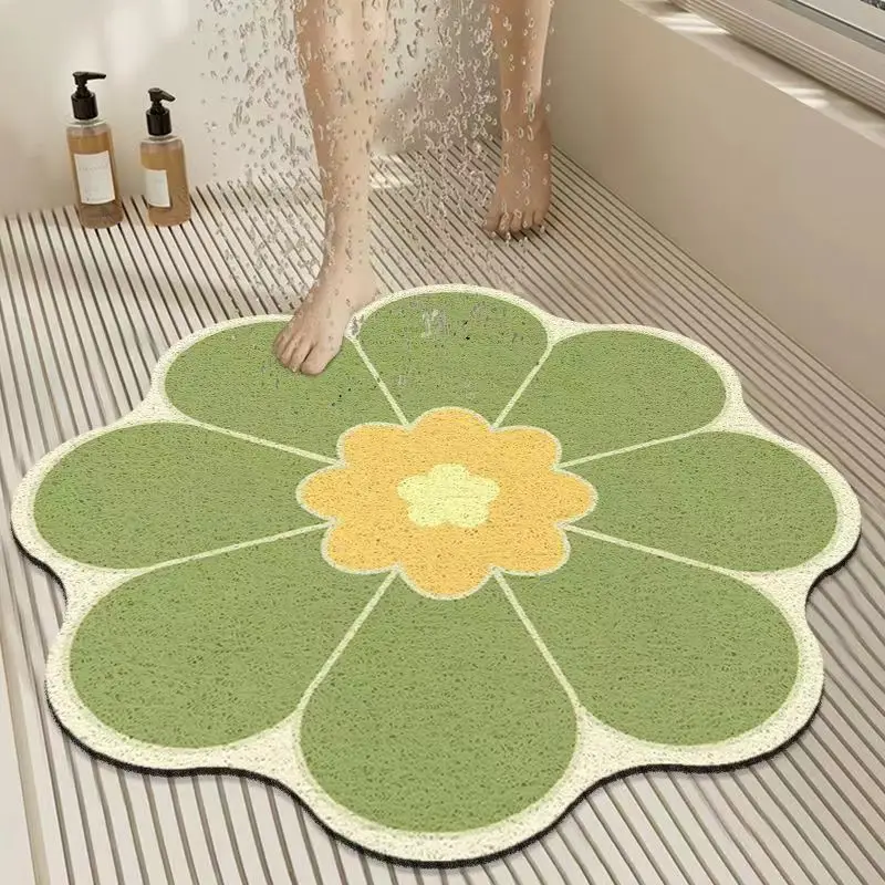 

Round Flower Sand Scraping Dust Door Entrance Doormat Hallway Bath Non-slip Rug Dust Removal Carpet Wire Loop Footpad Doormat