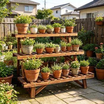 3-Tier Wooden Plant Stand 1