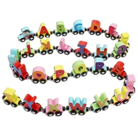 Magnetic Wooden Train Set Toy Children Cartoon Cars Truck Set Kids Alphabet Letter Numbers Educational Learning Toys Gifts 1