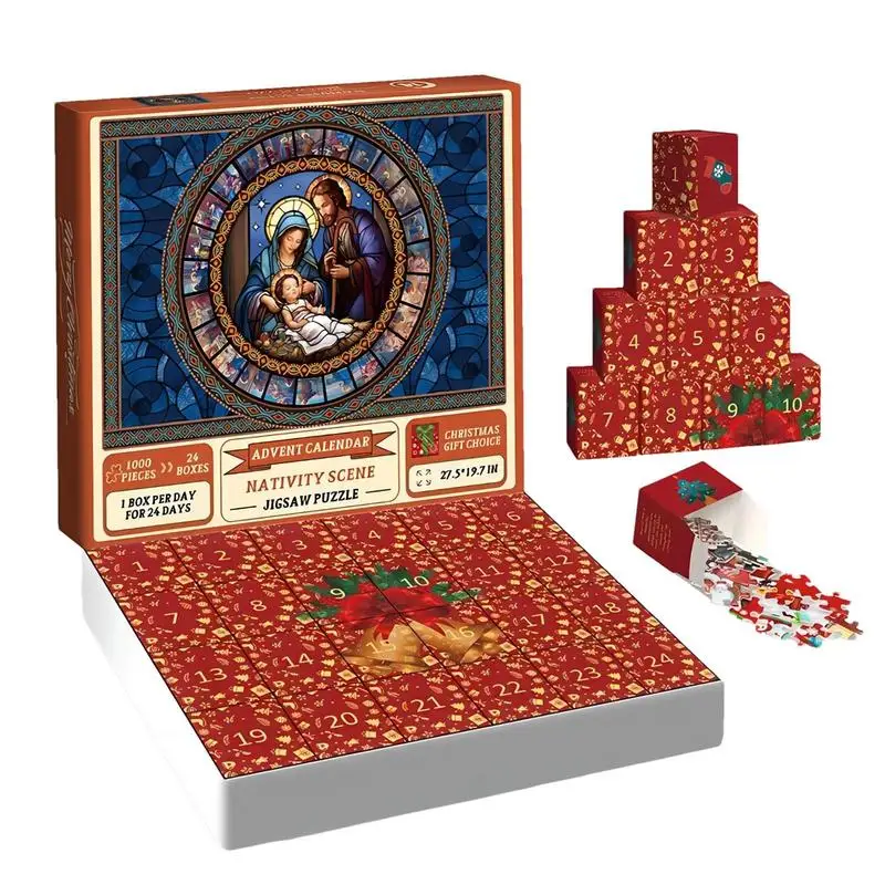 

Nativity Scene Jigsaw Puzzle Christmas Advent Calendar 24 Days Countdown Calendar Puzzle Christmas Gifts For Kids Adults Family