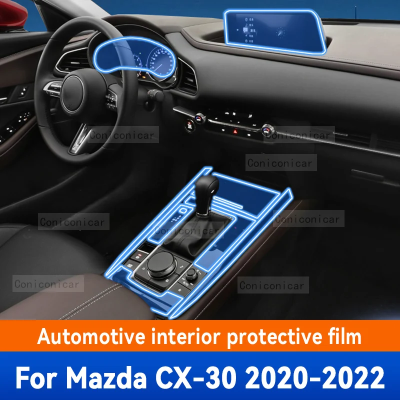 For MAZDA CX-30 CX30 2020 2022 Car Interior Center Console GearBox Panel Navigation Transparent TPU Protective Film Anti-scratc