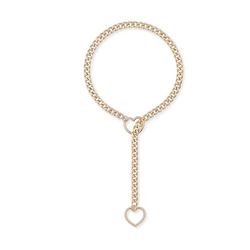 Cuore O-ring Slip Chain per le donne collana Punk Rock collana lunga cubana in acciaio inossidabile gioielli catena collo regolabile