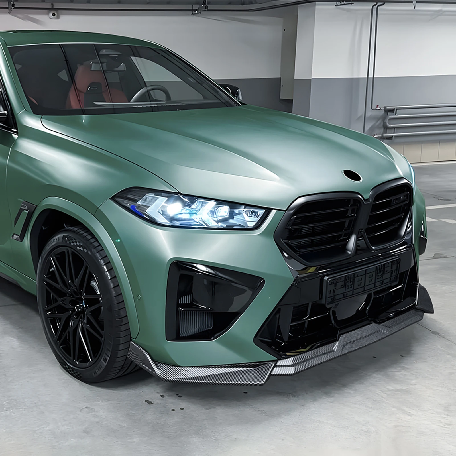 BMW X6M F96 LCI 2024-2026 프론트 범퍼 스포일러 립 카본 파이버 룩/글로스 블랙 로워 스플리터 블레이드 프로텍터 가드 키트