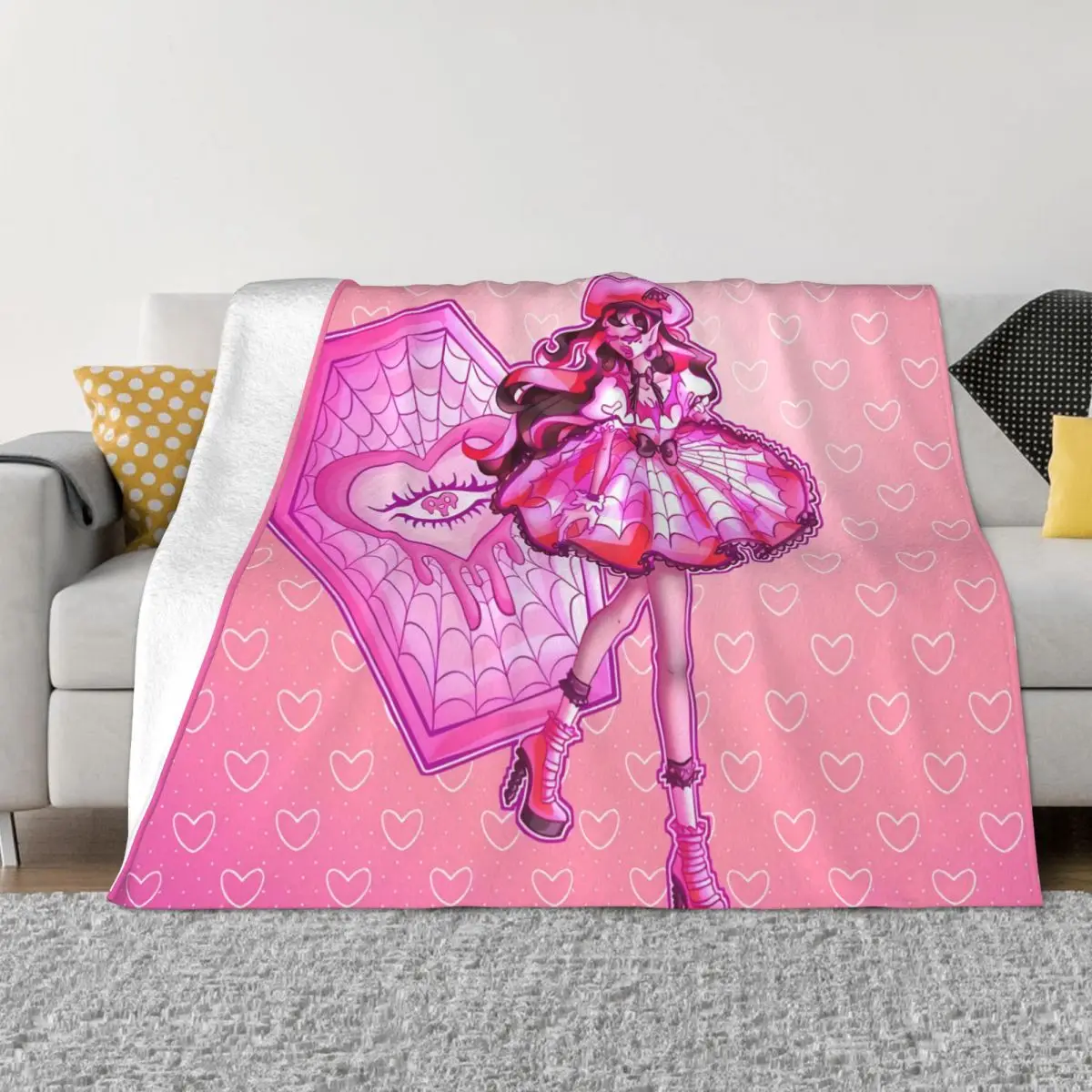 Monster High Draculaura Boneca Cobertor Flanela Decoraur Bonito Rosa Colcha Casa Portmutil