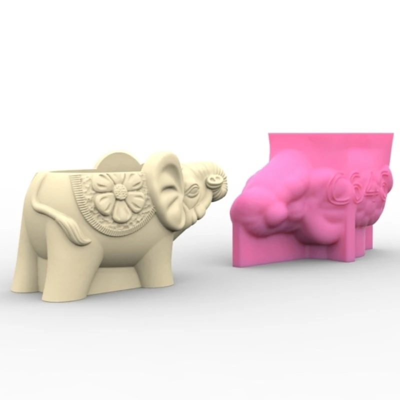 펜 홀더 실리콘 금형 3D 코끼리 테이블 장식 금형 DIY 즙이 많은 화분