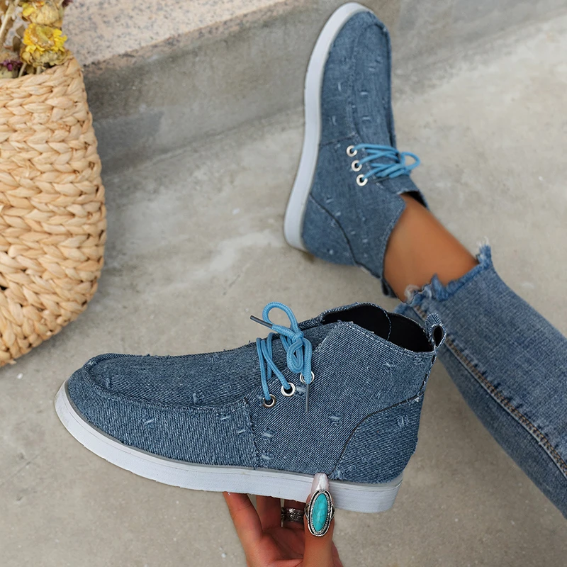 

Nude High Top Lace Up Flat Loafers Shoes Quality Real Suede Flat Shoes Women Round Toe Casual Brand Walking Shoes Mujer