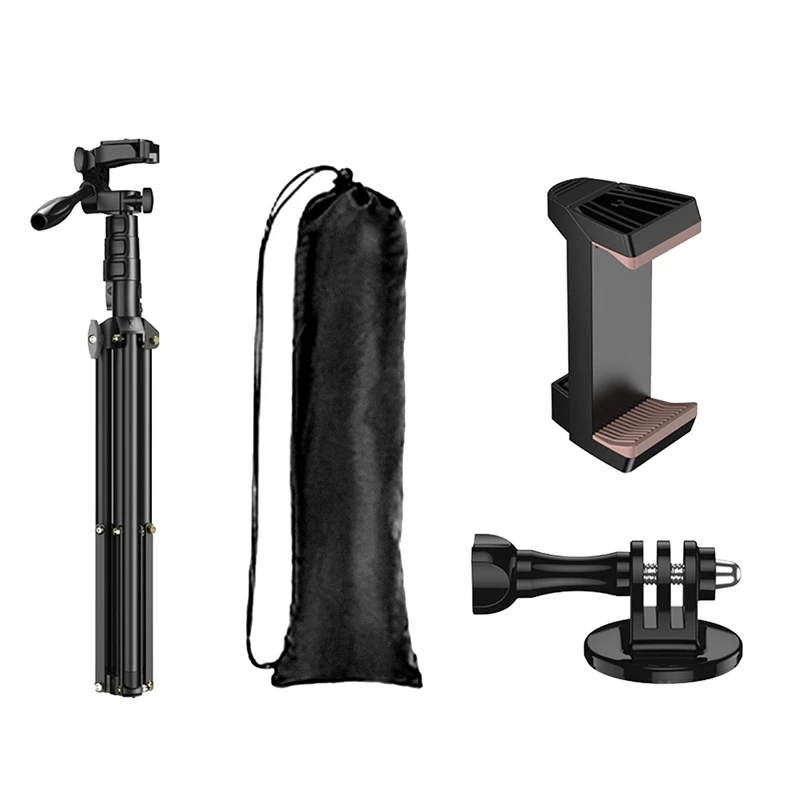 

Black Cell Phone Tripod Stand Smartphone Selfie Stick, Foldable Tall Photography Tripod Stand For /Live Stream/Vlogging