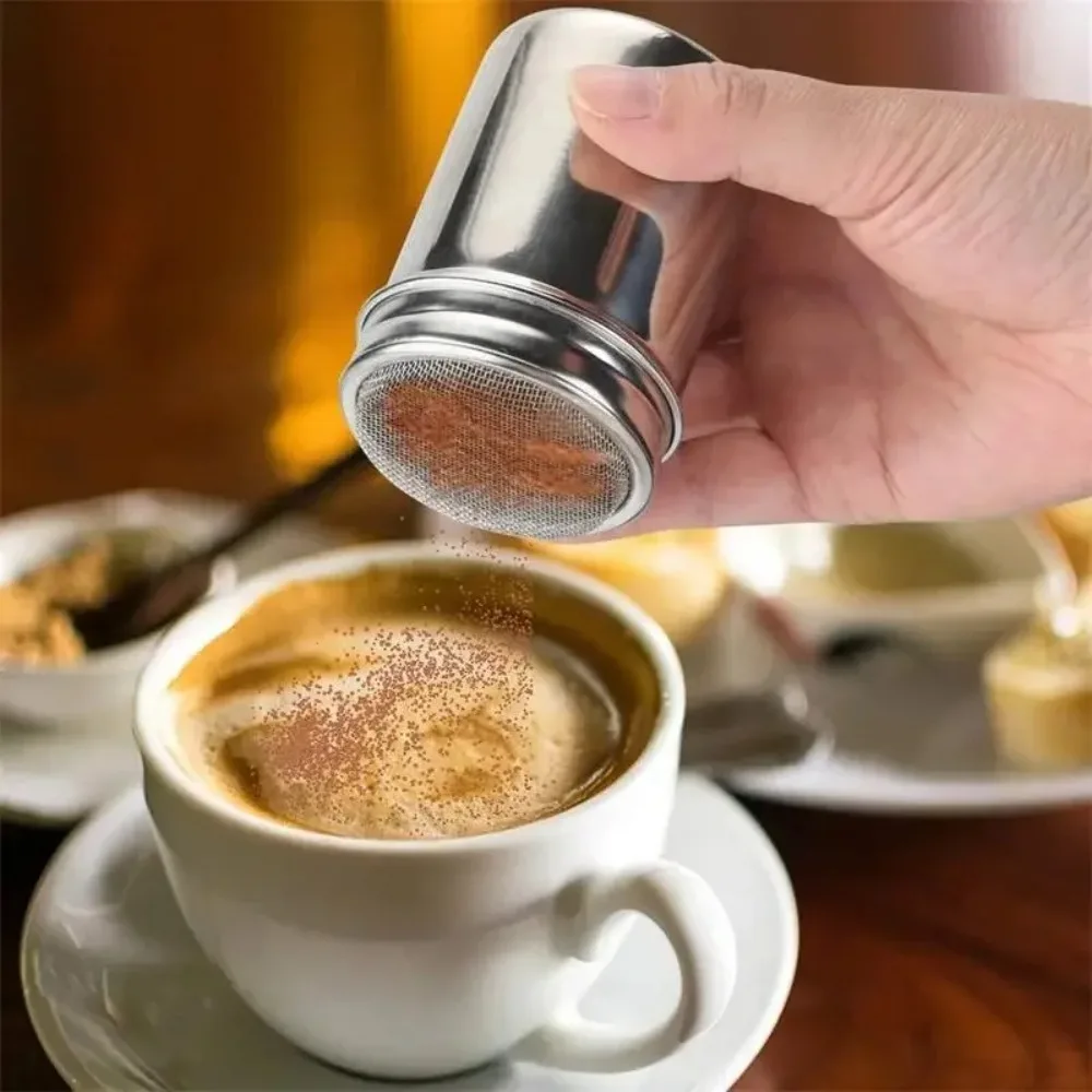 Stainless Steel Coffee Shaker Cocoa Chocolate Flour Powdered Sugar Sieve Filters Foam Spray Kitchen Cake BBQ KitchTools With Lid