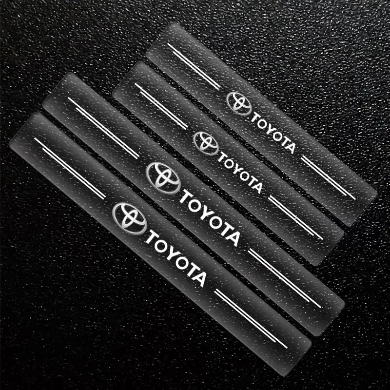 Car Threshold Protector Transparent Decorative Badge Sticker For Toyota C-hr Prado Rav4 Yaris Hilux Prius Avensis Corolla Camry