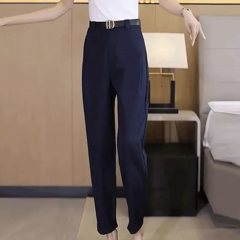 Spring Summer New Women's Solid Color Casual Fashion Harem Ankle Length Suit Pants Ladies High Waist Elegant All-match Trousers
