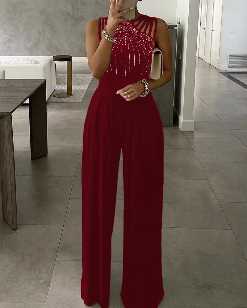 2023 Spring and Summer New Women's Jumpsuit Casual Fashion Sleeveless Slim Waist Solid Color Jumpsuit Women