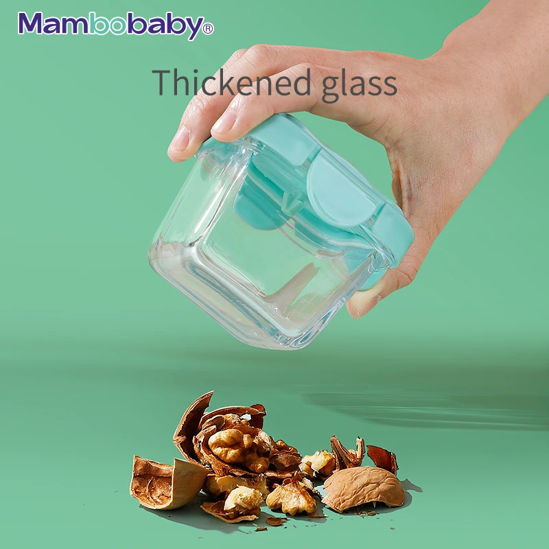 Baby Complementary Feeding Food Container Sealing Cap BPA-Free Glass Jar Portable Food Storage Mambobaby Formula Store Box
