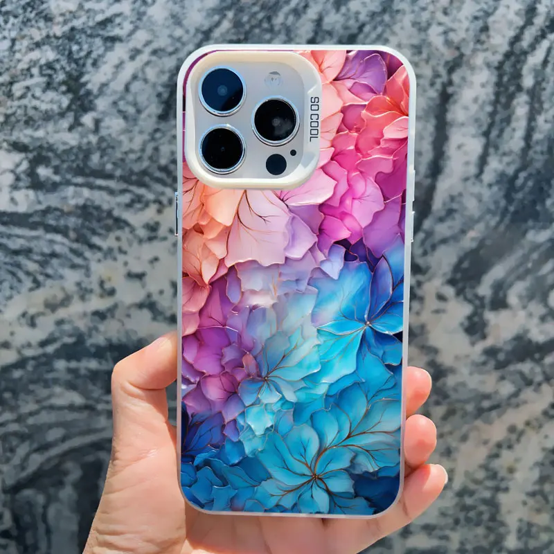 Bunte Blumen-Laser-Handyhülle für iPhone 17 16 15 Pro Max 14 13 11 12 Pro Max 13 Mini 15 14 Plus Stoßfeste Schutzhüllen – Detail 5