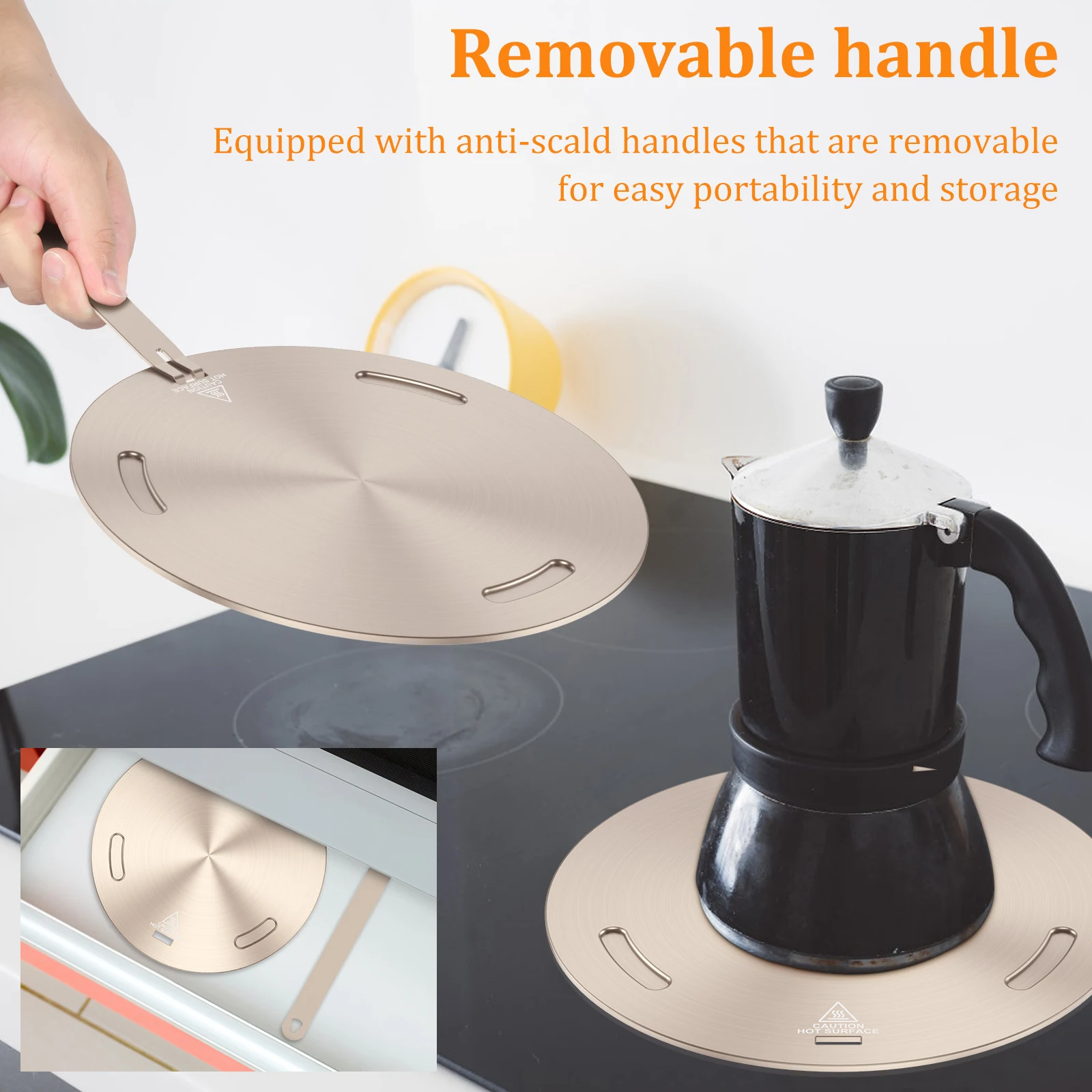 Heat Conduction Plate for Gas Stove Stainless Steel with Removable Handle