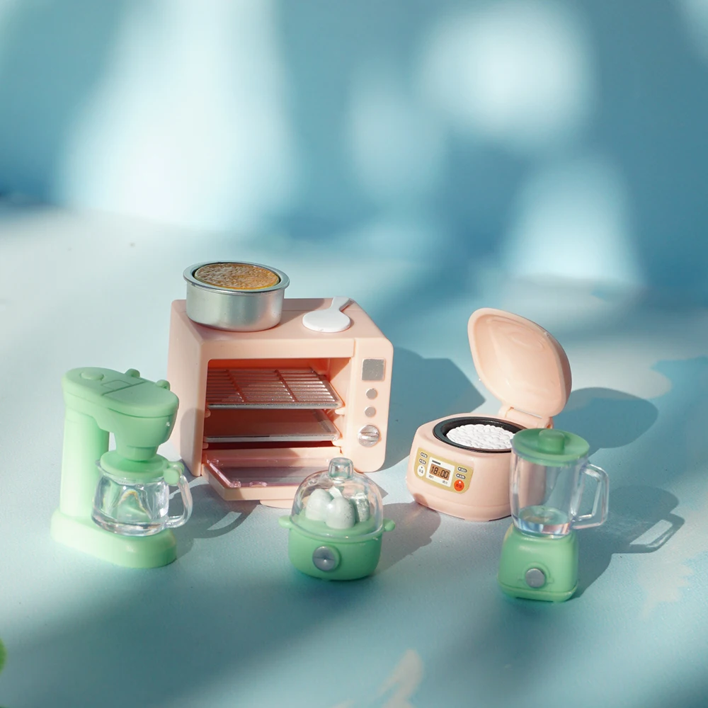 Cooking Set 1:12 Rice Cooker Kitchen Furniture Model Pretend Game Dollhouse Miniature  Scene Cake Toy Children Birthday Gift 2
