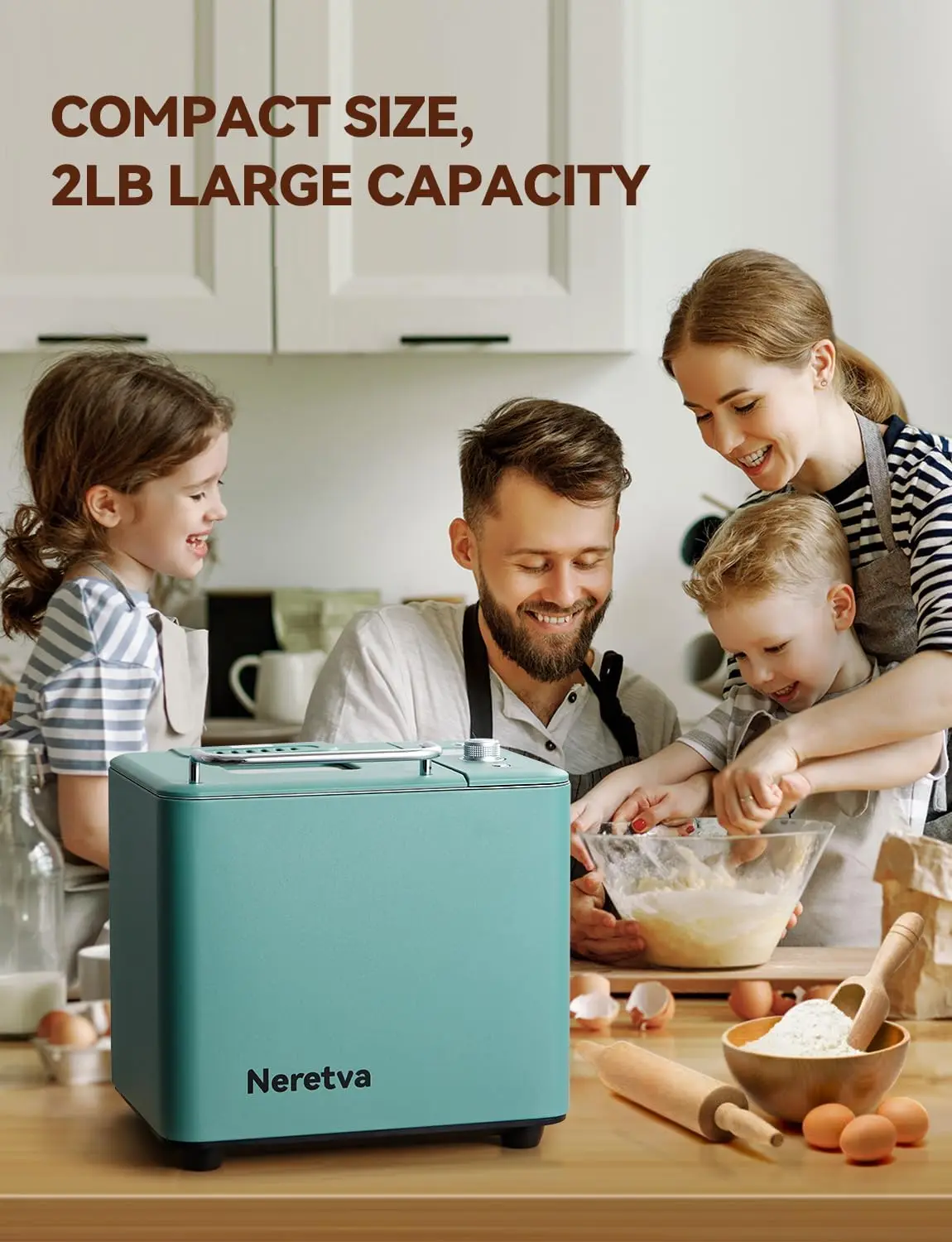 20-IN-1 Bread Maker, Dual Heater Bread Machine Metal Material & Nonstick Ceramic Pan Compact Bread Maker Machines 5