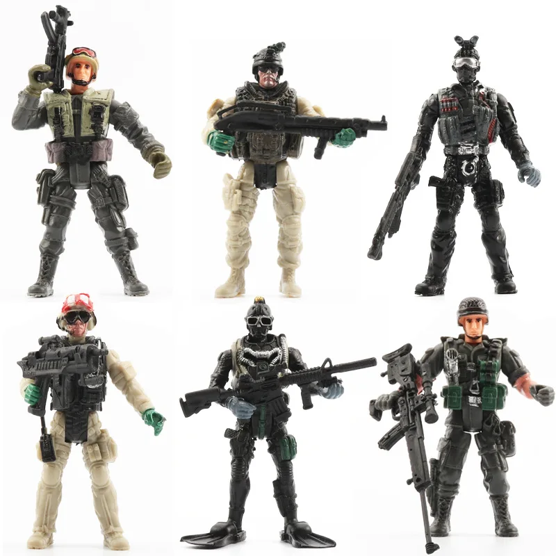 

Funny Novelty Joints Movable Simulation Soldier Model 10cm Miniatures Dolls Military Soldiers With Weapons Boys Toys Gifts