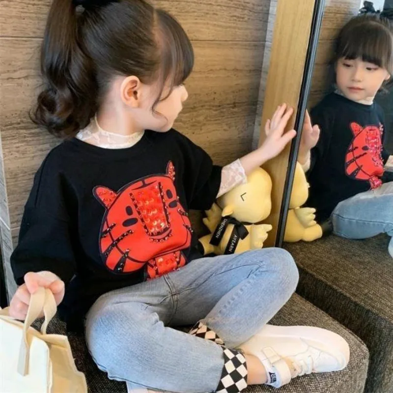 Girls' Lace Bottom Shirt Spring Summer Light Thin Matching Inside Top Children's Elegant Embroidery White Long sleeve Shirt 5
