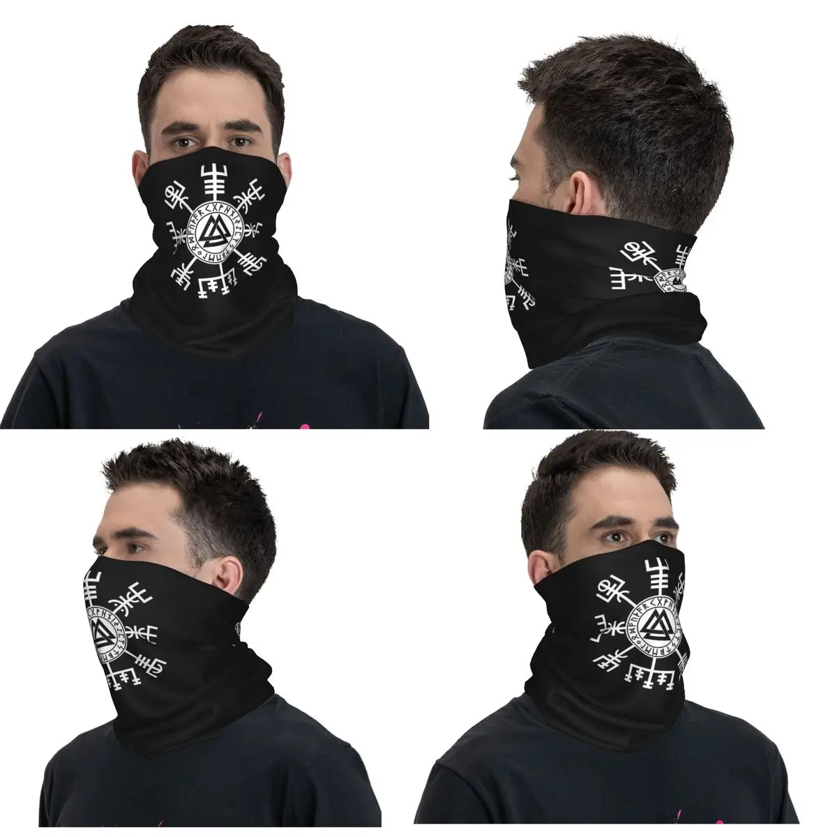 Bandana Neck Gaiter Viking Compass Vegvisir Valknut Symbol Runes Printed Outdoor Sports Unisex Winter